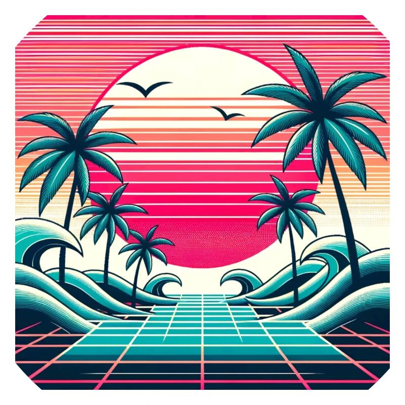 Retro Wave 80s Sunset