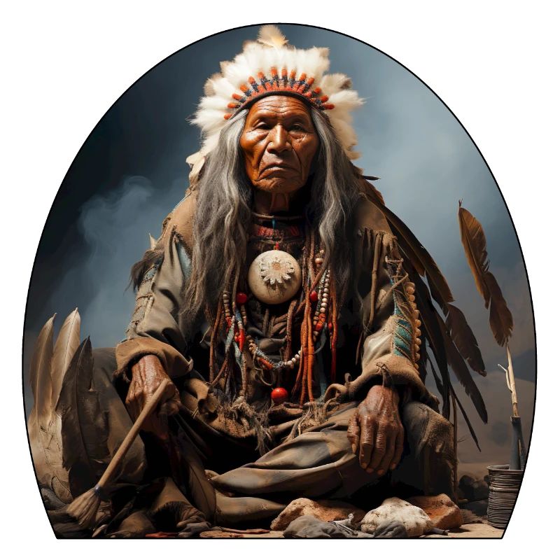 Chef indien avec coiffe de plumes