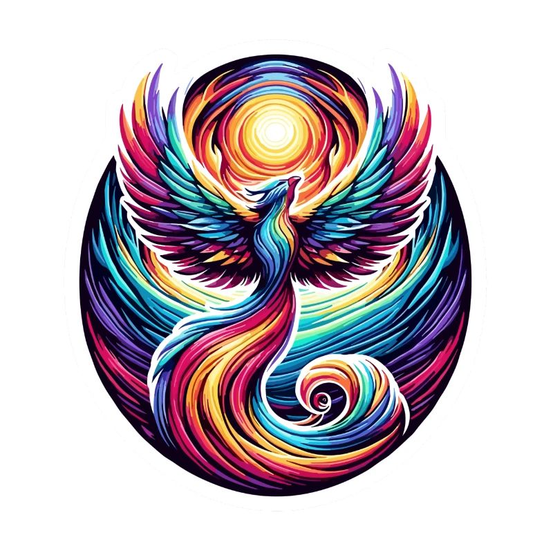 Psychedelic Rainbow Phoenix Tee Design
