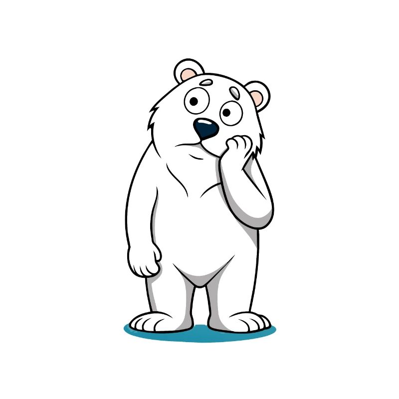 Perplexed Polar Bear: Curious Cartoon Bear