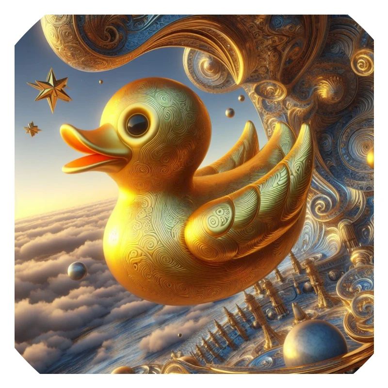 Canard de bain doré dans l’hyperréalisme Risograph