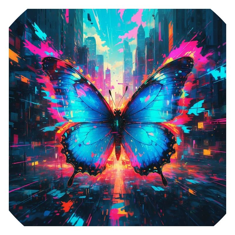 Papillon Morpho bleu fluo