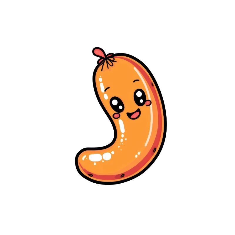 Saucisse rieuse en forme de U dans le style dessin animé