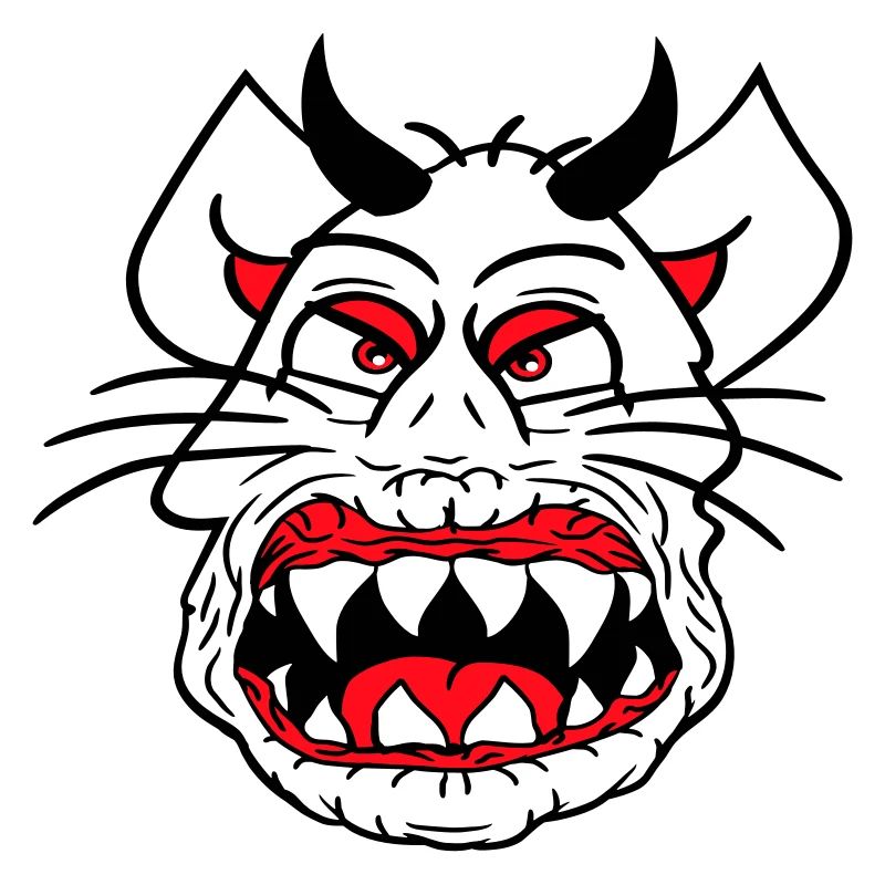 Demon Monster Cat Halloween Horror Devil Horns