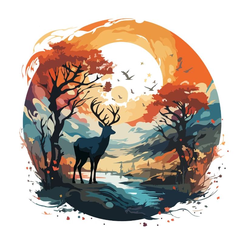 Hirsch im Herbstkreis