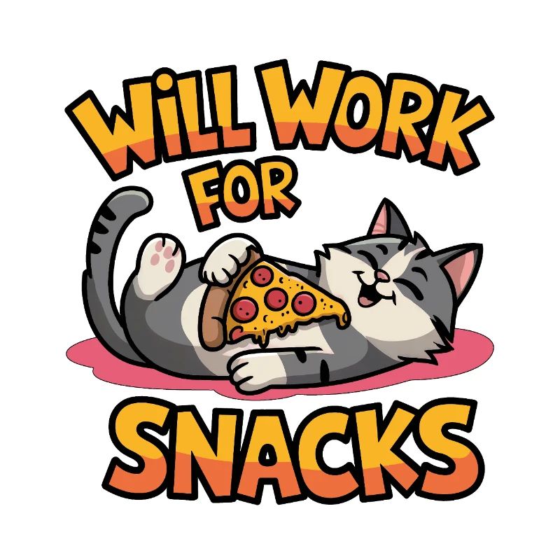 Fonctionnera pour les collations - Drôle de chat avec pizza