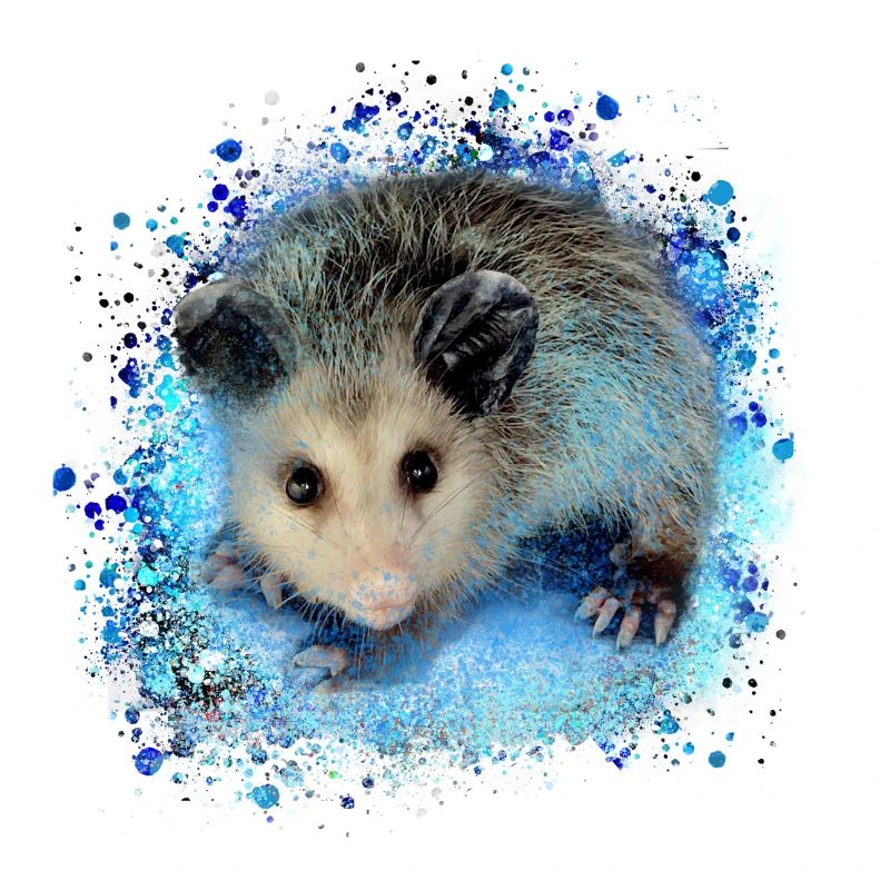 Opossum, souris, rongeur, graffiti
