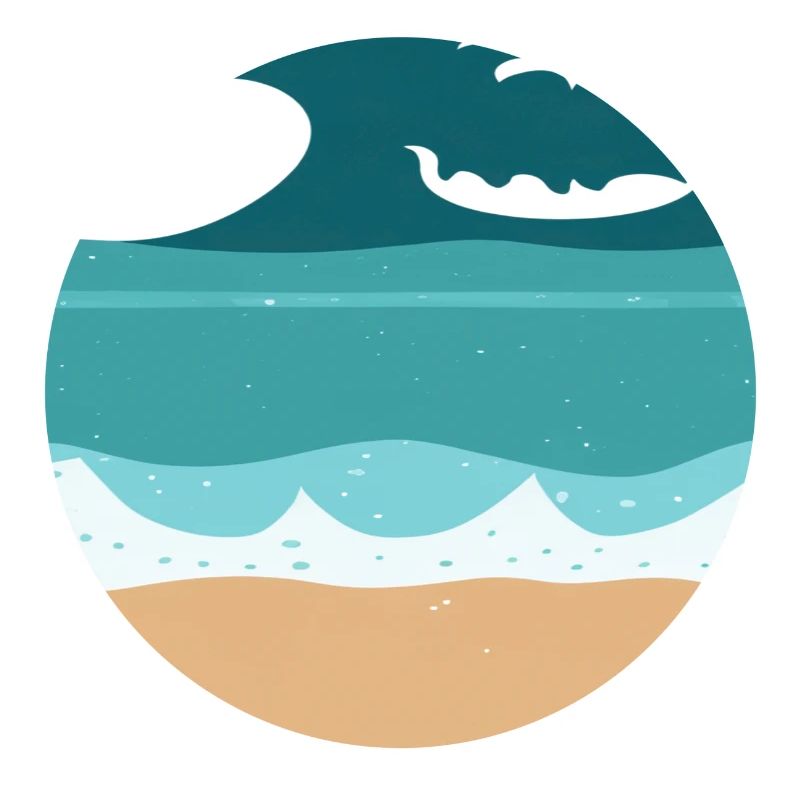 Beach with Waves Illustration