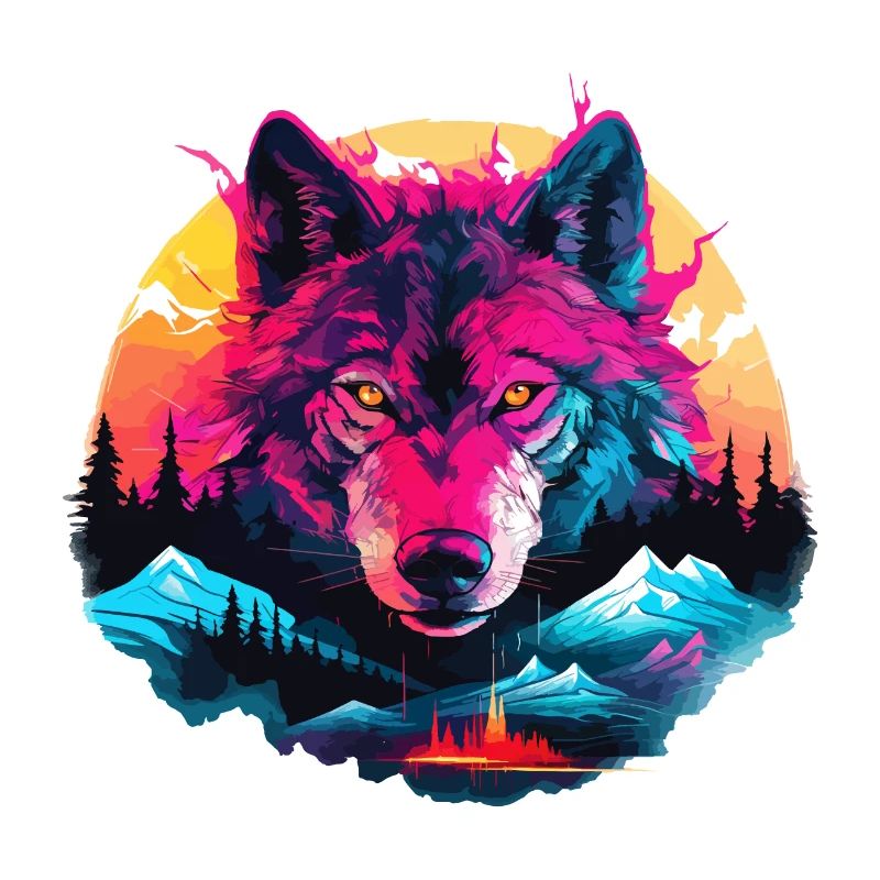Wolf Wolf Head Wolves Wolf Pack Nature Neon Colorful