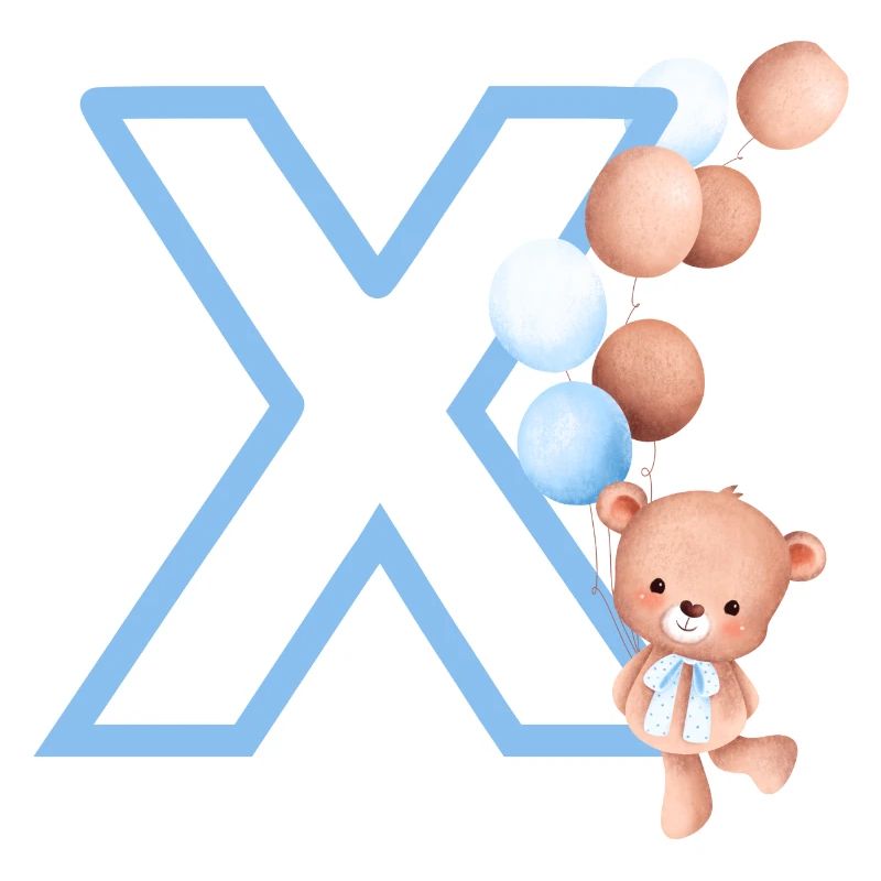 Blauer Buchstabe x Bär