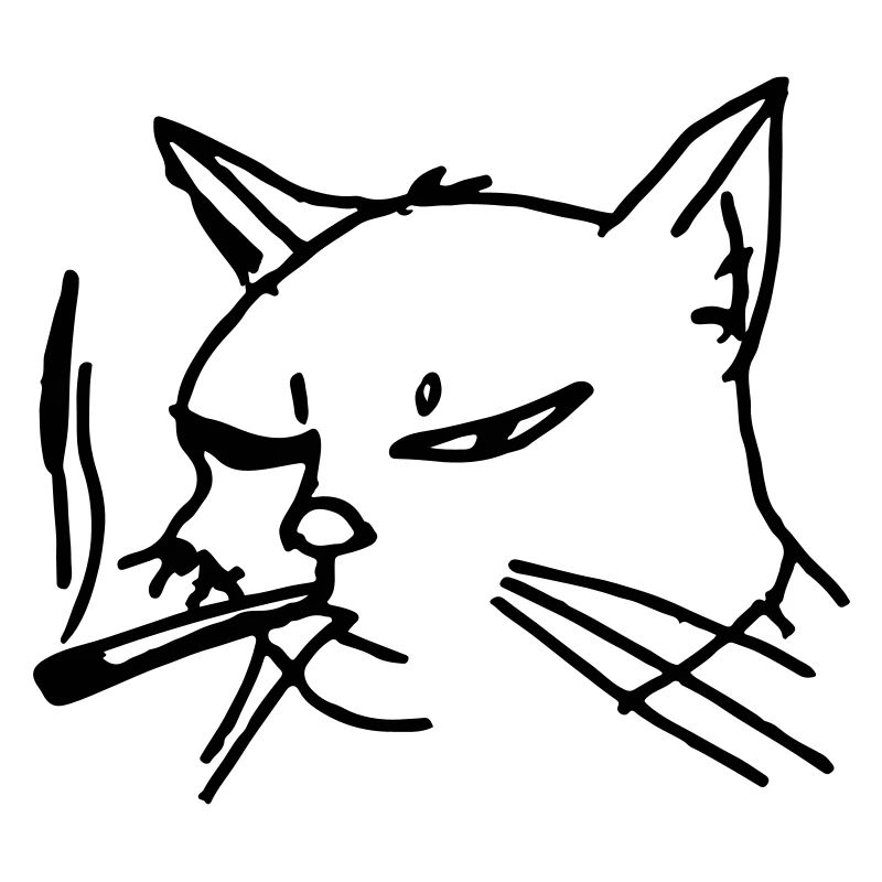 Smoking Cat Line Art