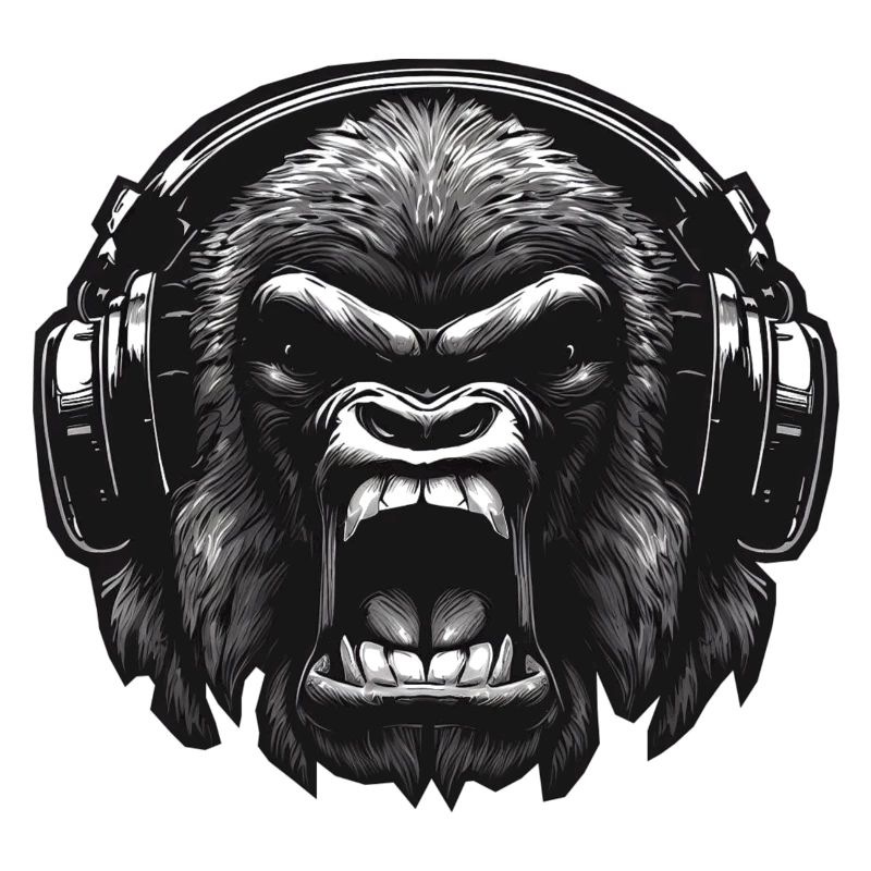 Gorilla DJ mit Kopfhörern