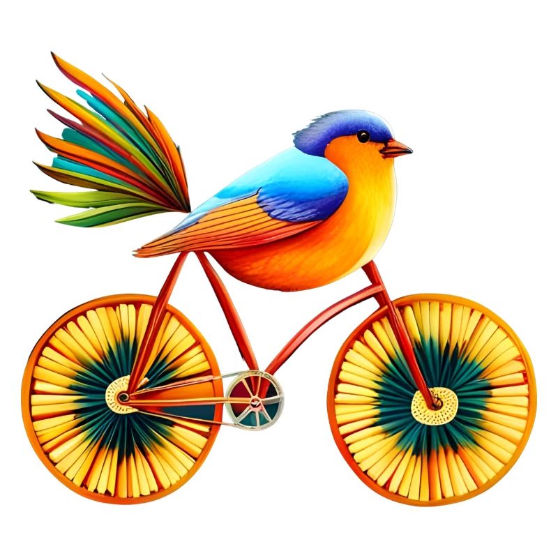 Magic life with bird on a bicycle, inspire art