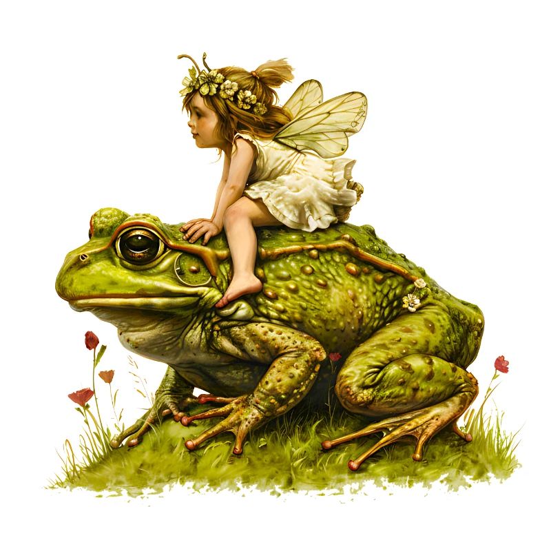 Grenouille chevauchée féerique