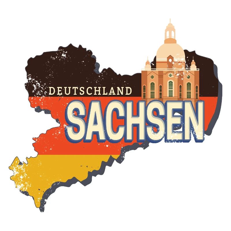 Saxe Allemagne Rétro Carte de l’État
