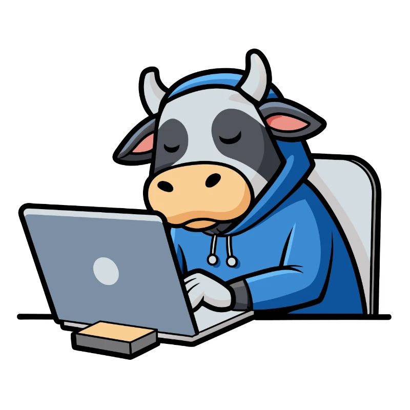 Une jolie vache hacker dort dans un sweat à capuche devant le PC