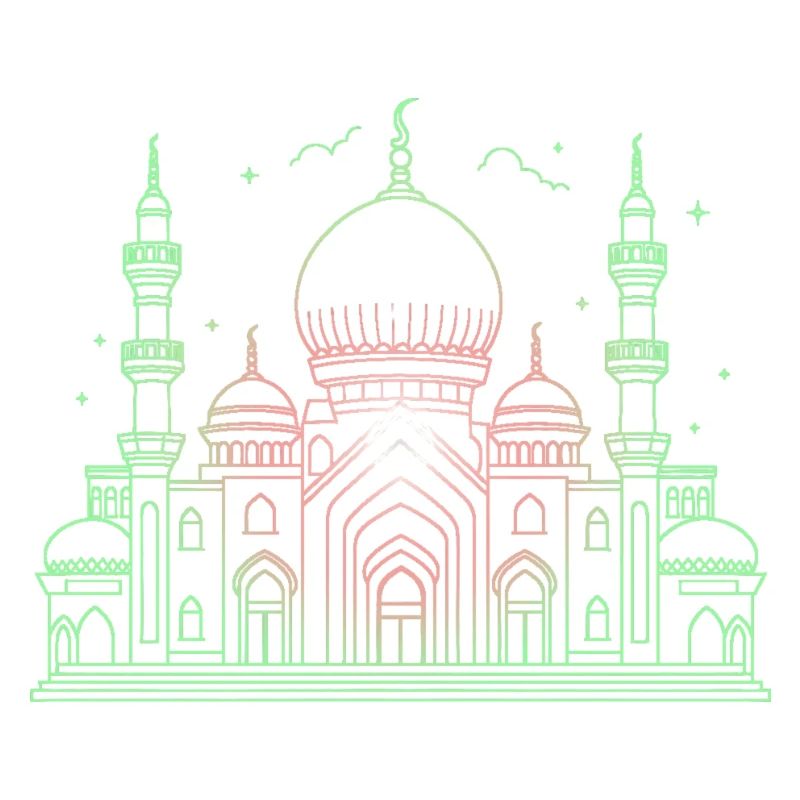 Moschee Stern Halbmond stilisiert grün oder schwarz