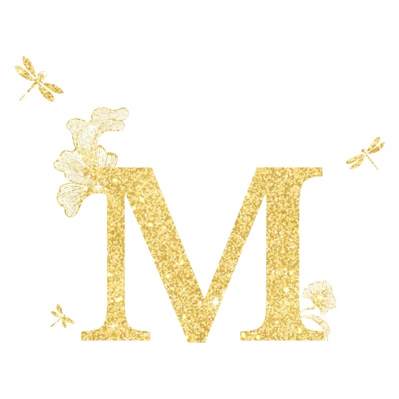 Buchstabe m Glitzer goldene Libelle - Geschenkidee