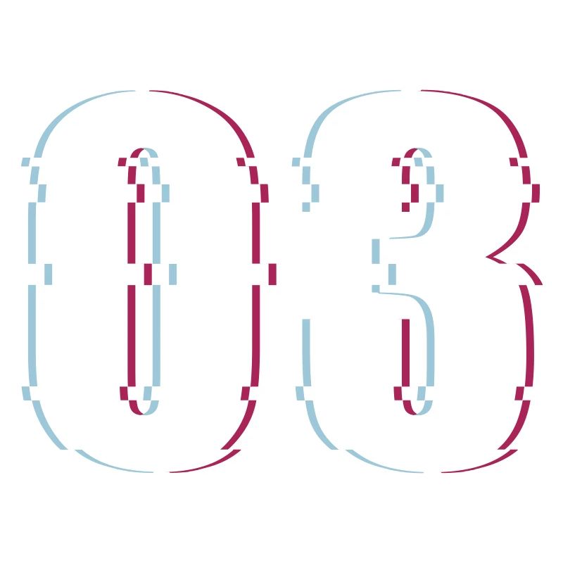 Three 3 Three 03 Number Effect Distorted Number