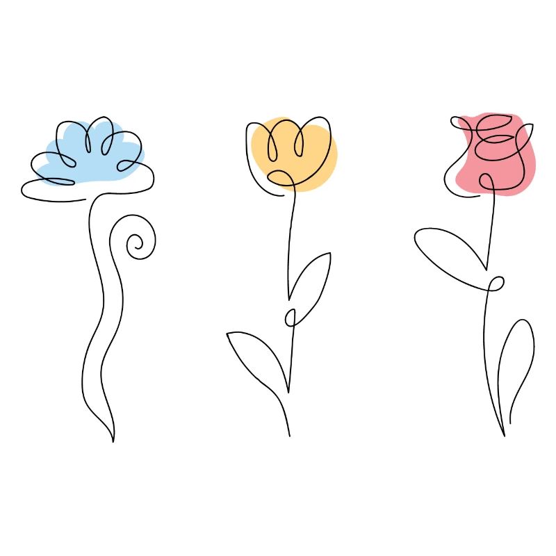 Trois fleurs de couleurs différentes