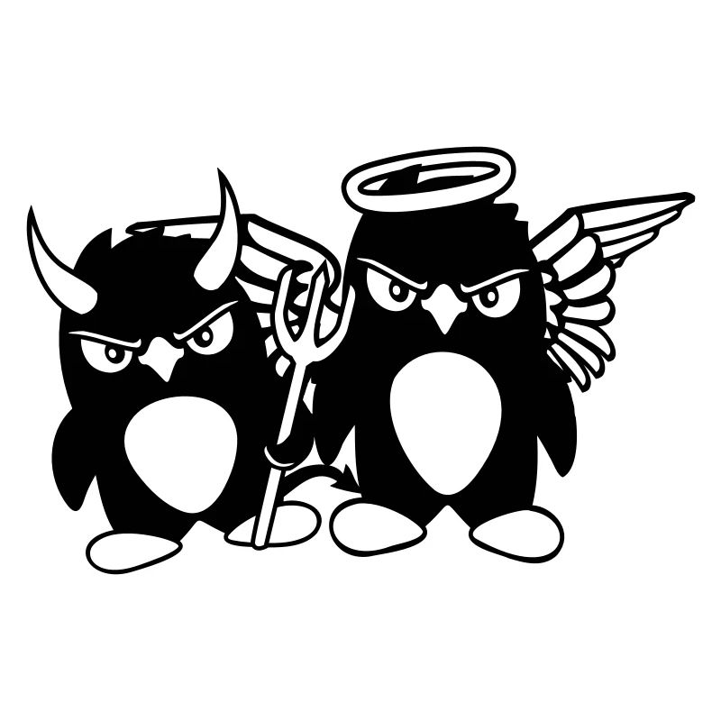 2 Penguins Angel Devil Evil Good Sky Hell Cool