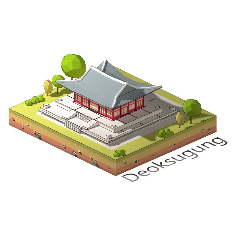 Geometric low poly Deoksugung