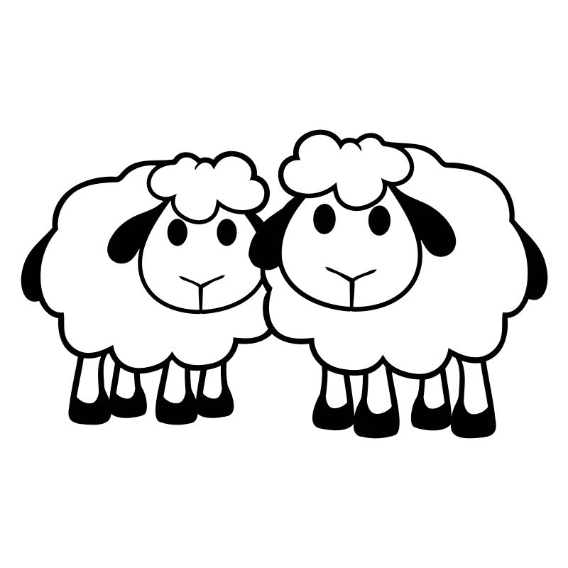 Deux Moutons Amis Équipe Équipage Mignon Petit Bébé Cher