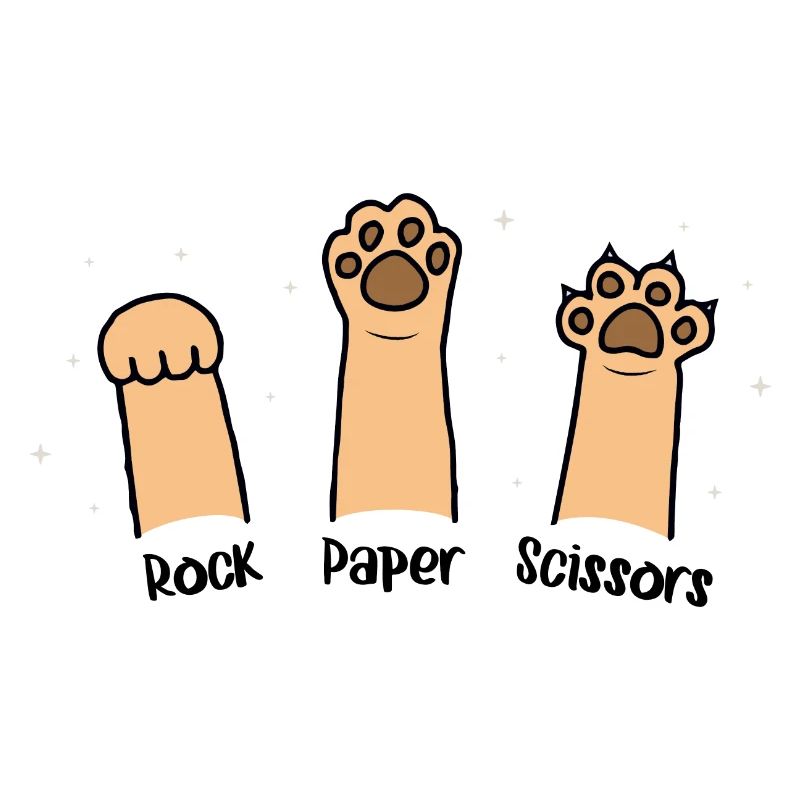 Pierre Papier Ciseaux Jeu De Main Chat Mignon Avec Drôle