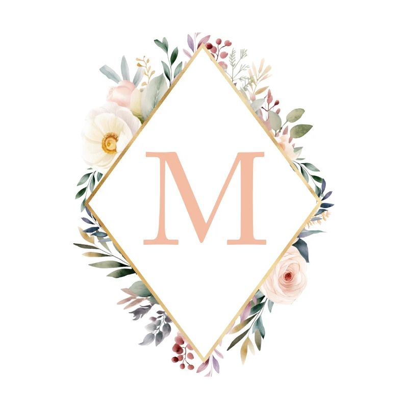 M Monogram, Floral, Boho