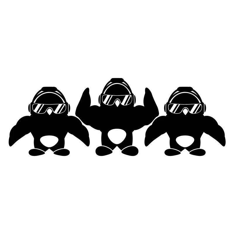 3 Pinguine Bodybuilder Sonnenbrille Kopfhörer Team