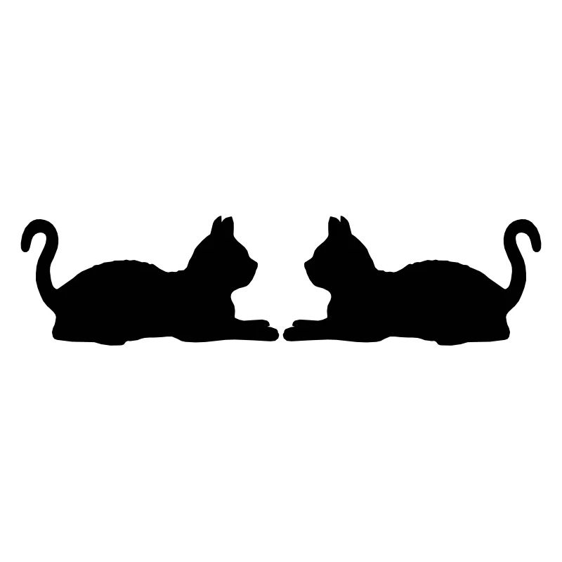 2 silhouette de chats couchés