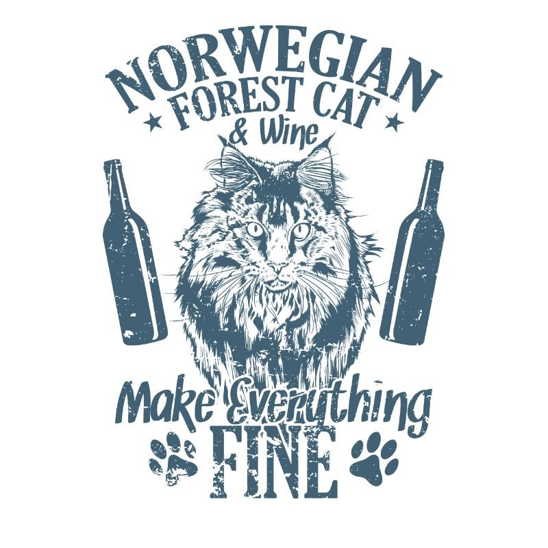 Norwegian Forest Cat and Wine Make Everything Fine