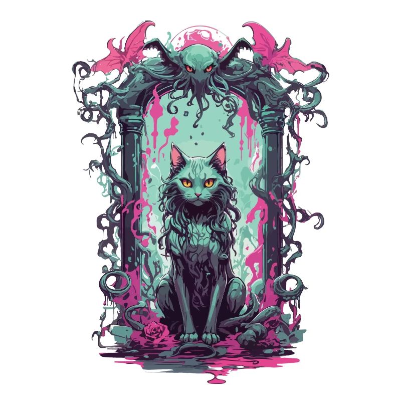 Conception de monstre magique chat occulte gothique