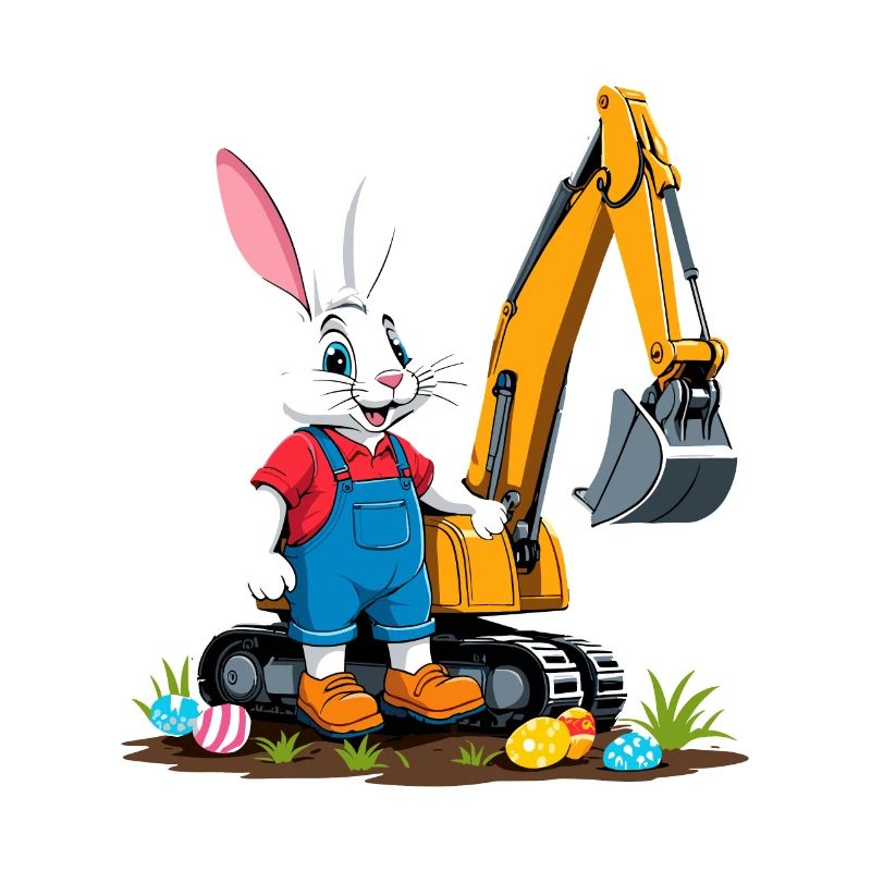 Easter Bunny Excavator Driver Easter Eggs Digging Funny