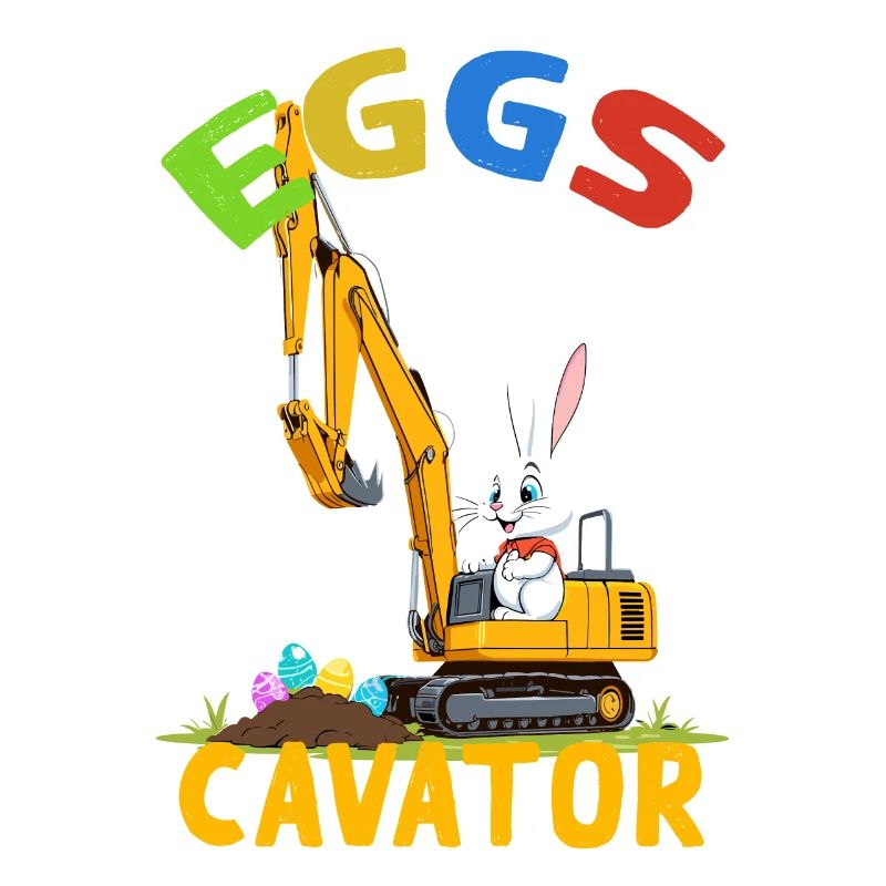 Funny Easter Saying Easter Bunny Excavator Driver