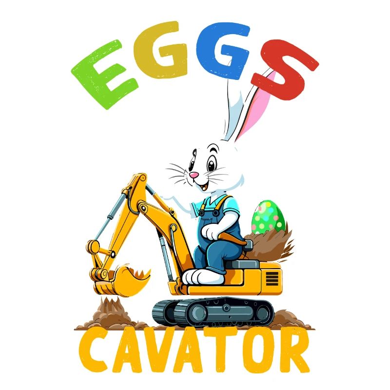 Funny Easter Saying Easter Bunny Excavator Driver