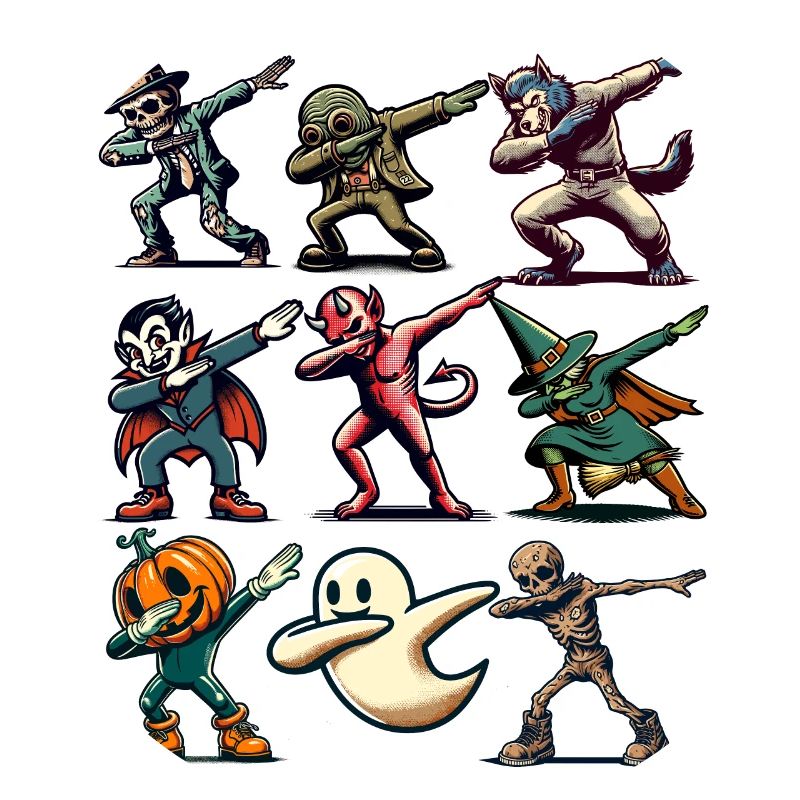 Dabbing Halloween Creatures Funny Dabbing