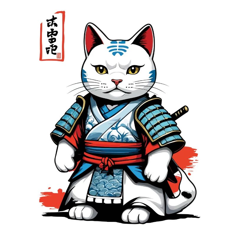 Samurai Katze in Japanischem Samurai Kunstwerk