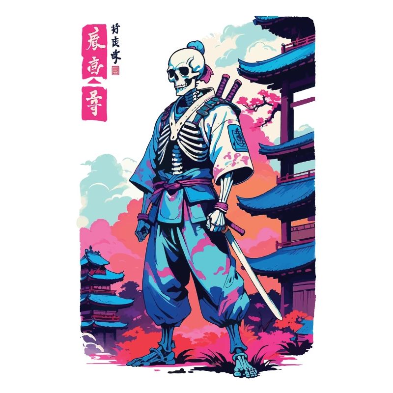 Oni Skeleton Samurai Vaporwave Esthétique