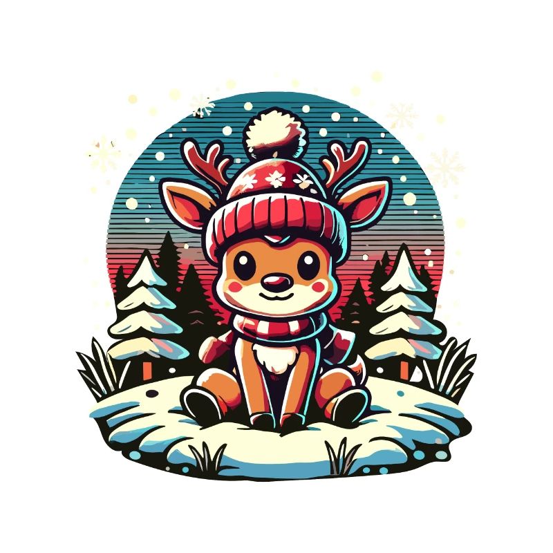 Mignon renne dans la neige Noël