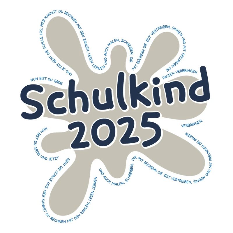 Schulkind 2025 Klecks mit Spruch zur Einschulung