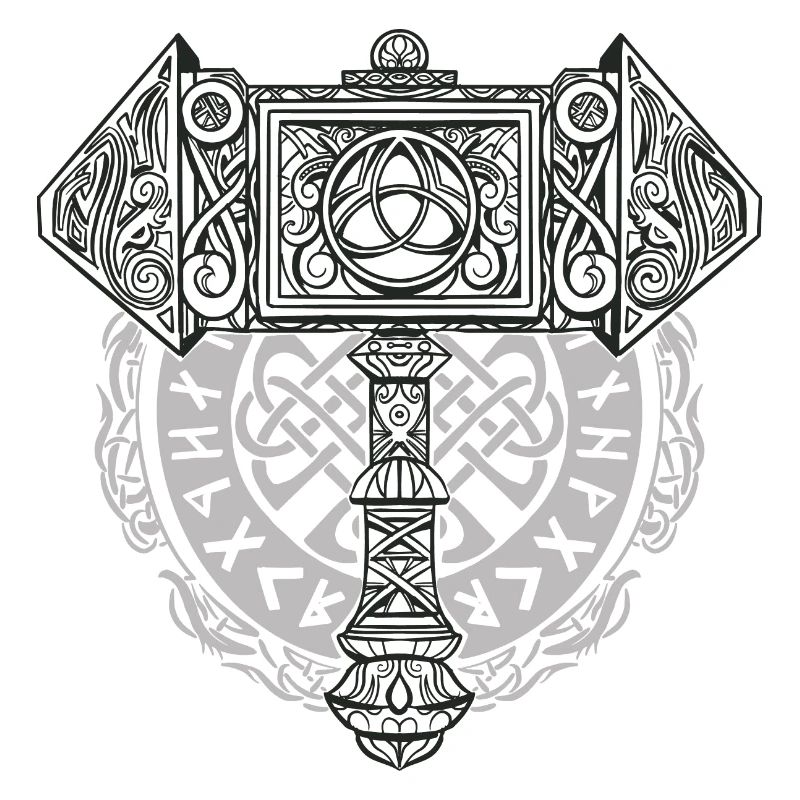 Wikinger Symbol Nordisch Thor Raben Hammer Mjölnir