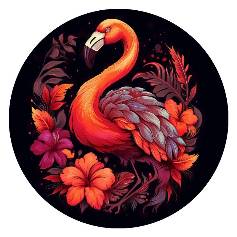 Flamingo in Herbstblättern