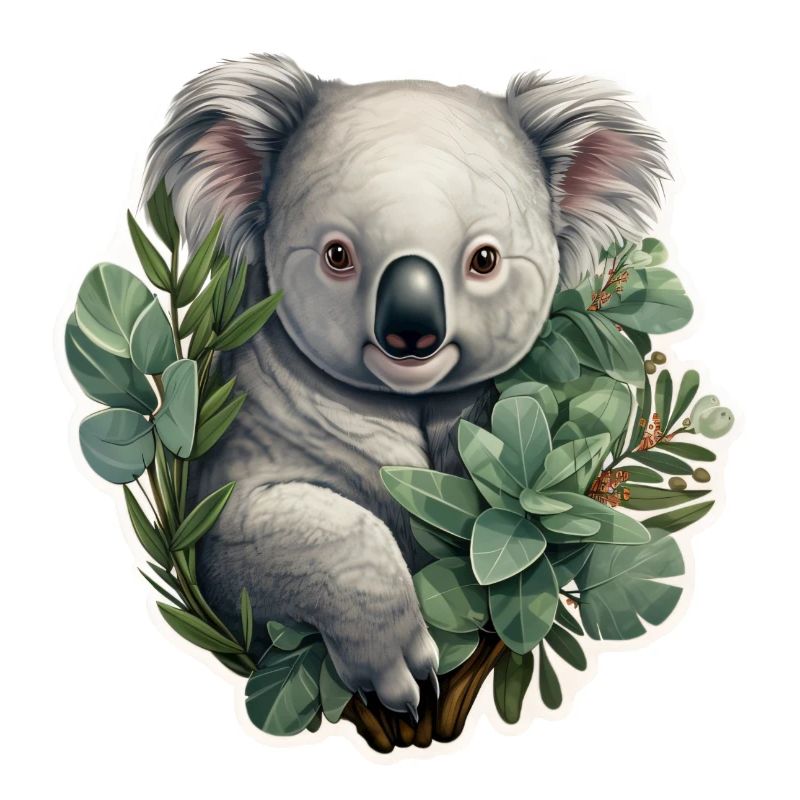 Koala with eucalyptus