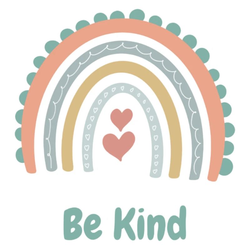 Be Kind - Regenbogen und Herzen - Boho