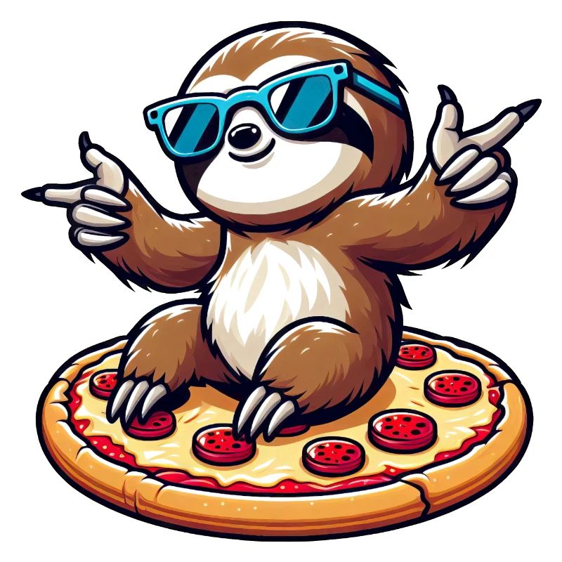 Cool sloth dancing with pizza for pizza lovers