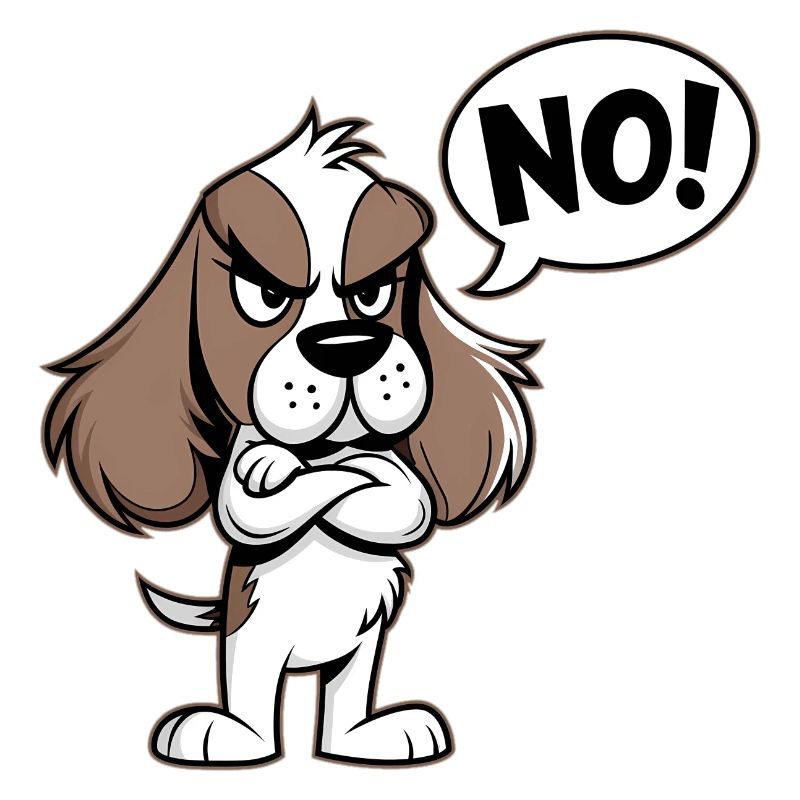 Cocker Spaniel disant "Non !