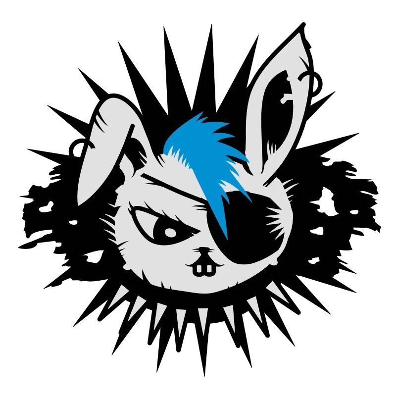 Un lapin avec un cache-oeil et un Mohawk