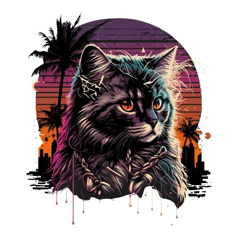 Synthwave Katze