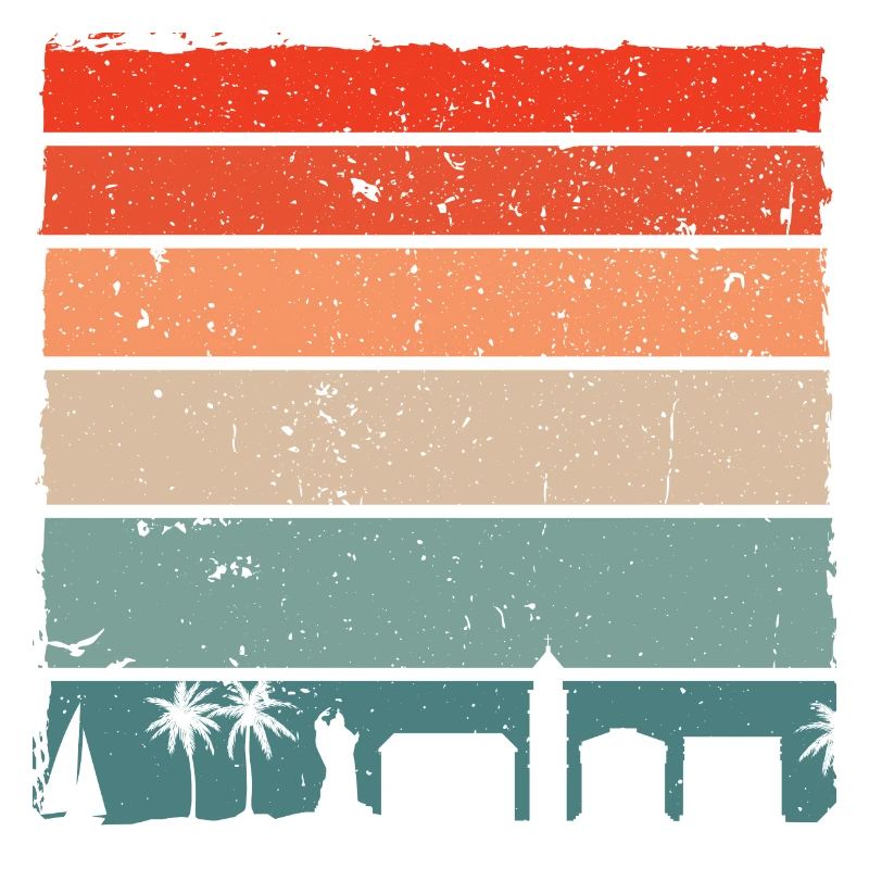 Sunset City Palms Retro Gradient